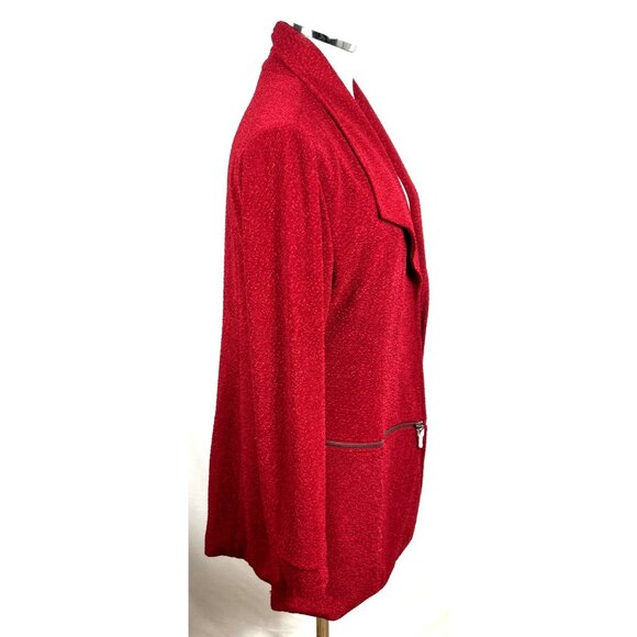 Soft Surroundings Womens Cardigan Sz M Red Crochet Open Front Boxy Lagenlook NEW - Picture 5 of 9